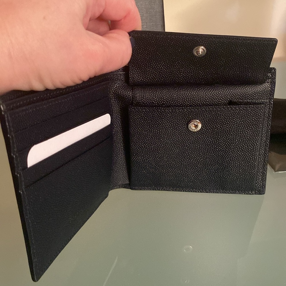 NIB Auth YVES SAINT LAURENT YSL leather WALLET w/ dust bag Made in ITALY - Picture 8 of 16